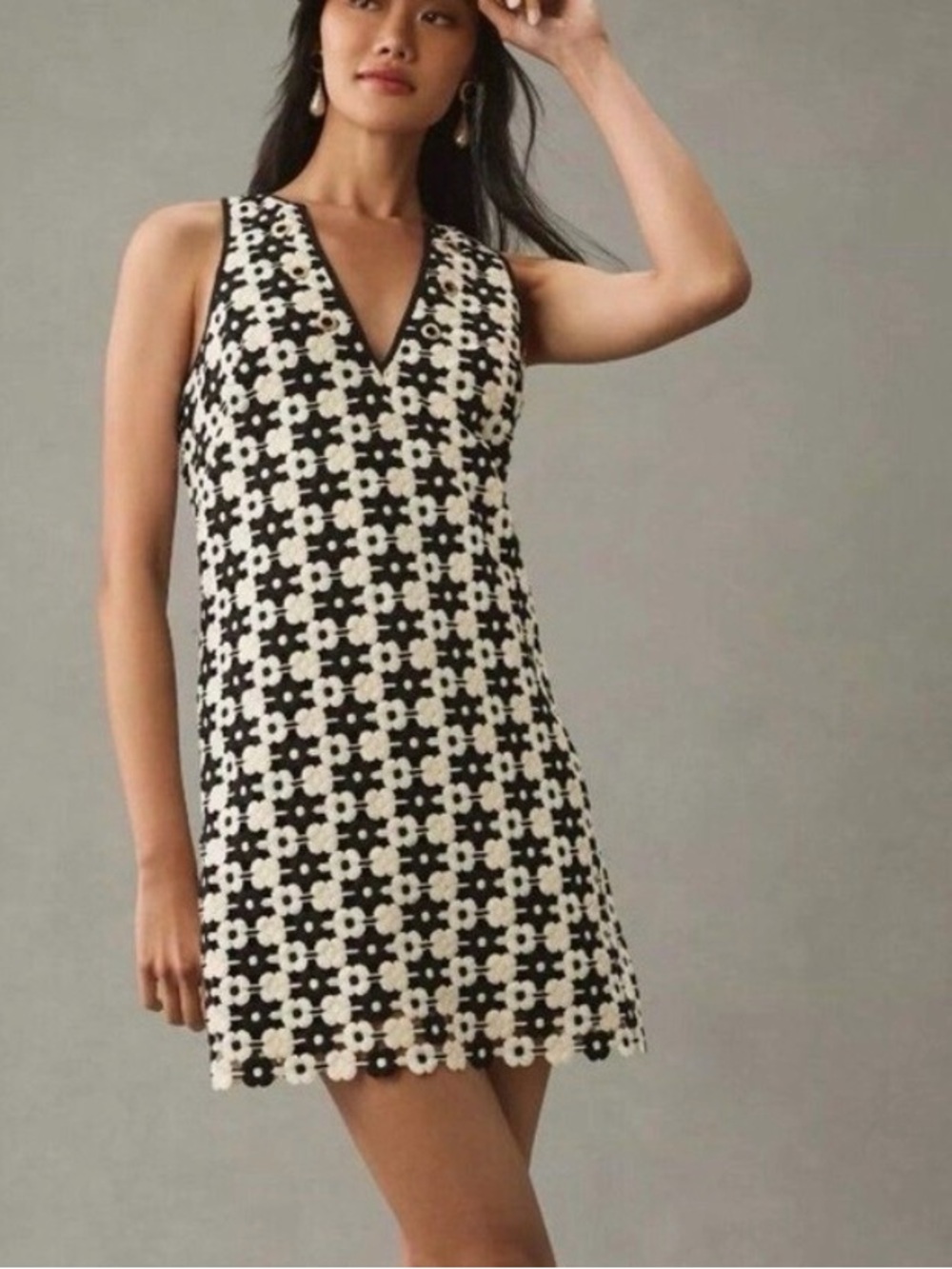 Anthropologie Maeve V-Neck Crochet Shift Dress
